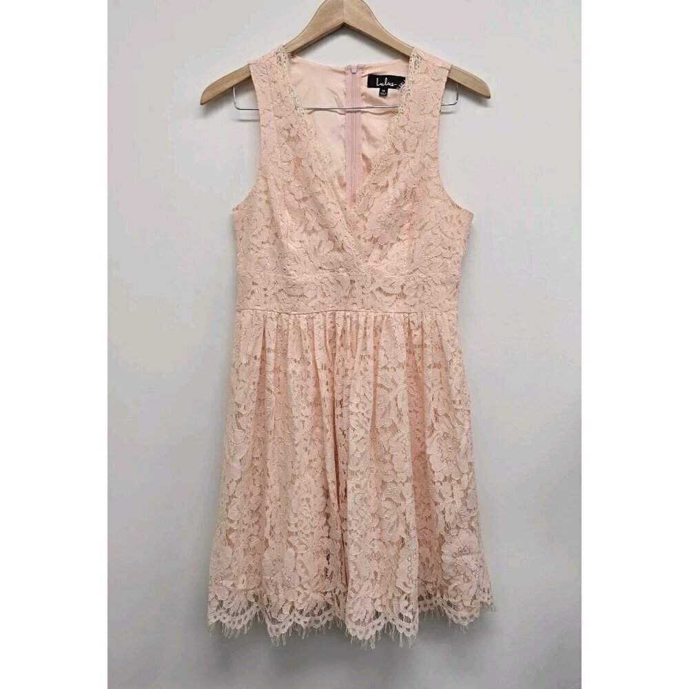 Lulus In This Moment Blush Pink Lace Sleeveless Skater Dress Size Medium Wedding